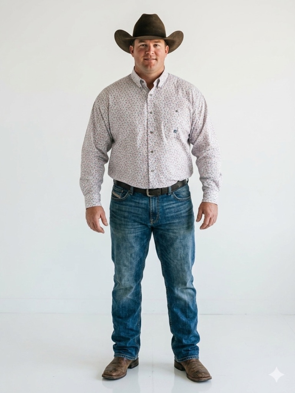 Wrangler 20X Mens Long Sleeve Floral Competition Western Shirt, size XL